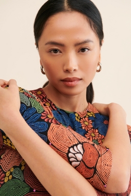 Stitched Flowers Midi Dress | Nuuly